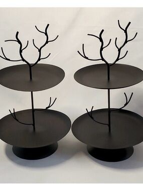 2 New Target Bullseye Playground Black Metal Spooky Tree Tiered Halloween Trays
